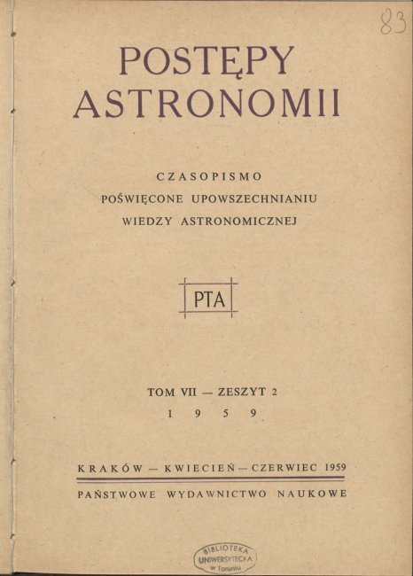 Postępy Astronomii nr 2/1959