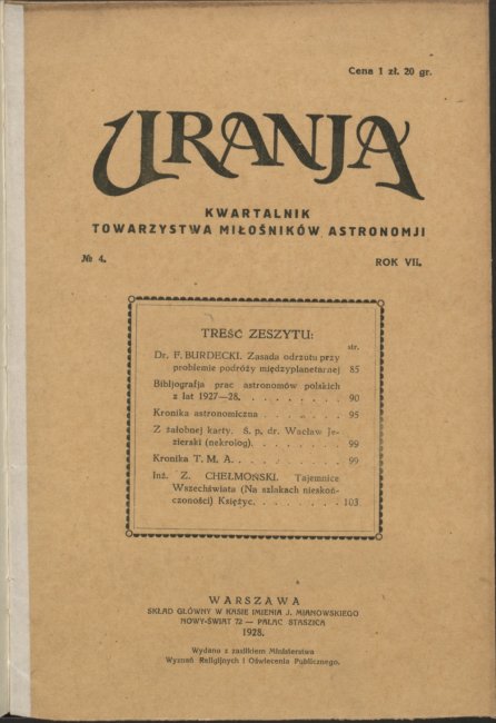 Urania nr 4/1928 (Uranja nr 4/1928)