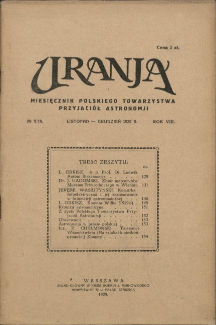 Urania nr 9-10/1929 (Uranja 9-10/1929)