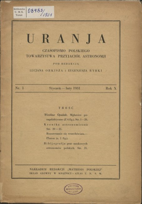 Urania nr 1/1931 (Uranja nr 1/1931)