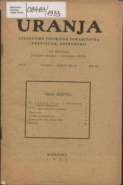Urania nr 1-2/1933 (Uranja nr 1-2/1933)