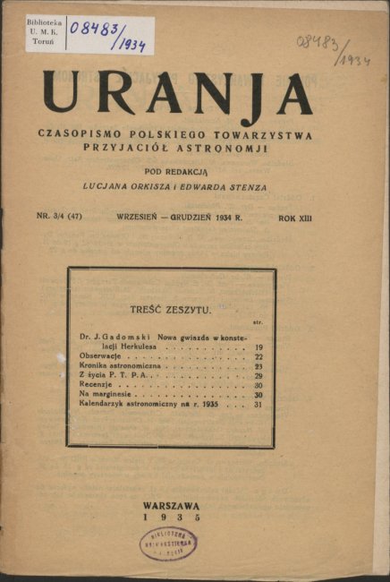 Urania nr 3-4/1934 (Uranja nr 3-4/1934)
