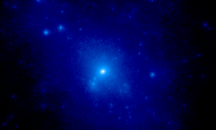 Symulowane halo ciemnej materii wokół galaktyki.