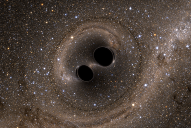 Symulowany obraz łączenia się dwóch czarnych dziur