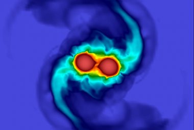 Wizja artystyczna połączenia się gwiazd neutronowych