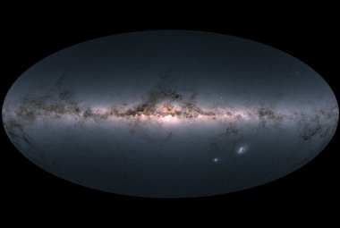 Widok z sondy Gaia na naszą Drogę Mleczną i sąsiednie galaktyki.