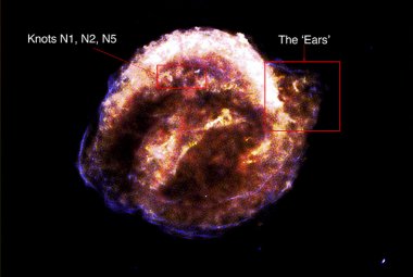 Zdjęcie rentgenowskie z Chandra, przedstawiające pozostałość po supernowej Keplera.