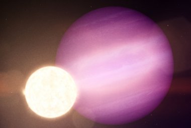 WD 1856 b , potencjalna planeta wielkości Jowisza okrążająca swoją znacznie mniejszą gwiazdę macierzystą, słabego białego karła.