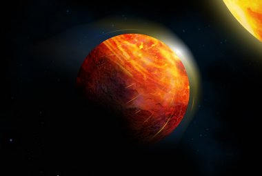 Wizja artystyczna lawowej planety K2-141b.