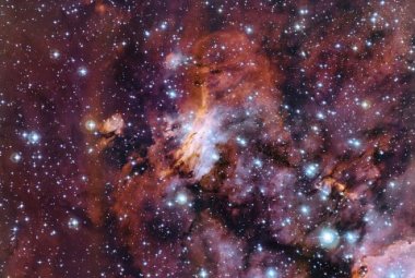 Mgławica Krewetka (Gum 56) sfotografowana za pomocą 2,2-metrowego teleskopu MPG/ESO w Obserwatorium La Silla w Chile. Źródło: ESO