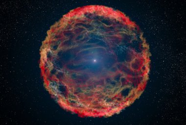 Na zdjęciu: Wizja artysty przedstawiająca supernową SN 1993J. Źródło: NASA, ESA, and G. Bacon (STScI)