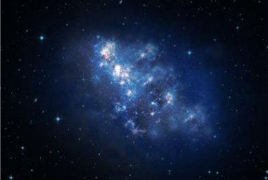 Wizja artystyczna jednej z najdalszych znanych galaktyki. Źródło: V. Tilvi, S.L. Finkelstein, C. Papovich, Hubble Heritage Team