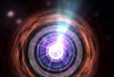 Artystyczna wizja centrum aktywnej galaktyki – blazara.  Źródło: NASA/Goddard Space Flight Center Conceptual Image Lab