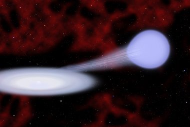 Biały karzeł i gwiazda towarzysząca – wizja artysty.  Źródło: Sky & Telescope, Christine Pulliam (CfA)