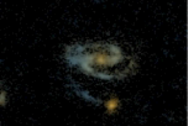 Galaktyka z poprzeczką na przesunięciu ku czerwieni z = 0.979, którą zaobserwowano w ramach przeglądu HST-COSMOS.