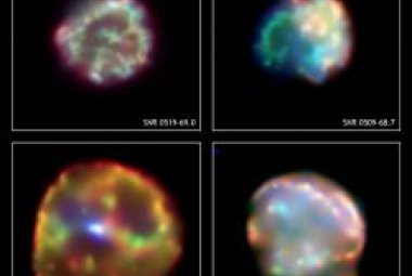 Zdj. Pozostałości po supernowych w Wielkim Obłoku Magellana. Źr. http://chandra.harvard.edu/photo/2006/4snr/