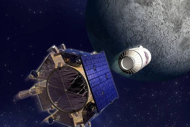 Sonda LCROSS z oddzielonym impaktorem zawierającym moduł Centaur.  Źródło: NASA 
