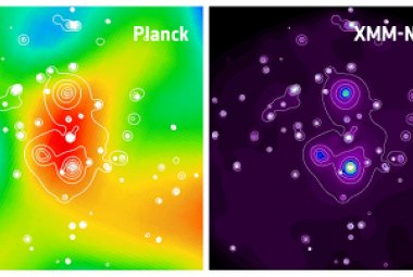 Nowa supergromada widziana „oczami” satelity Planck i XMM-Newton. Źródło: ESA.