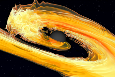 Wizualizacja pokazująca, co się dzieje, gdy gwiazda neutronowa zostaje rozerwana i połknięta przez czarną dziurę