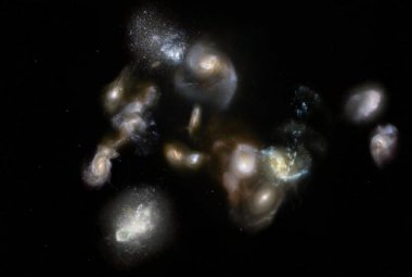 Wizja artystyczna przedstawiająca protogromadę galaktyk SPT2349-56.