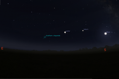 Wrześniowe niebo nad Krakowem – 15 września 2021 po godzinie 20:30. Źródło: Stellarium.
