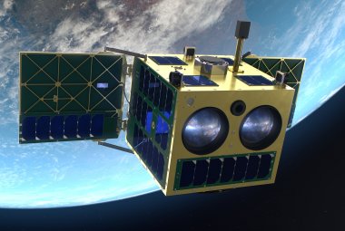 Wizualizacja satelity UVSat na orbicie. Źródło: Creotech Instruments