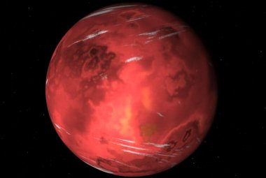 Wizja artystyczna egzoplanety skorupkowej TOI 1235 b