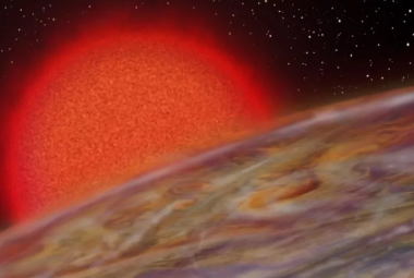 Wizualizacja gorącej egzoplanety wielkości Jowisza, podobnej do TOI-2337b, TOI-4329b lub TOI-2669b, na orbicie wokół dojrzałej gwiazdy. Źródło: Karen Teramura/University of Hawaiʻi Institute for Astronomy