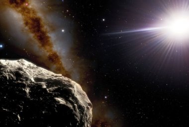 Wizja artystyczna planetoidy trojańskiej Ziemi 2020 XL5