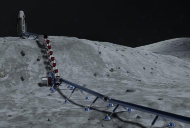 Transport regolitu na Księżycu – wizualizacja. Fot. Maciej Talar/KSAF AGH.