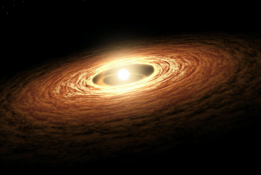 Wizja artystyczna gwiazdy otoczonej dyskiem protoplanetarnym.