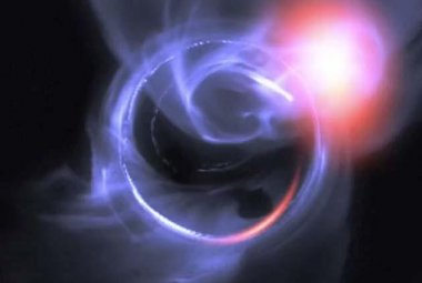 Wizualizacja symulowanej aktywności rozbłyskowej i obłoków materii wokół supermasywnej czarnej dziury w centrum Galaktyki, Sgr A*