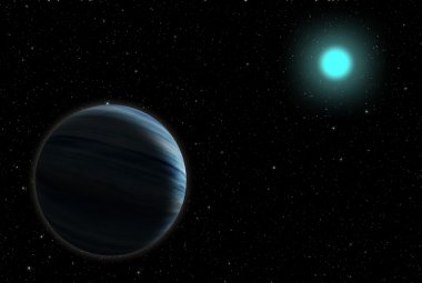 Wizja artystyczna planety wielkości Neptuna krążącej wokół gwiazdy typu A.