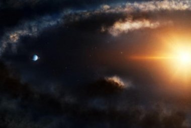 Wizja artystyczna ukazująca planetę w dysku protoplanetarnym LkCa 15.