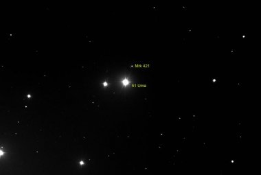 Niedawne teleskopowe obserwacje Mrk 421. Zdjęcie wykonane przy użyciu iTelescope 24 (Nowy Meksyk) 3 kwietnia 2016 r. Źródło: Nick Hewitt.