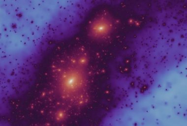 Jedna z nowych symulacji o wysokiej rozdzielczości ciemnej materii otaczającej Drogę Mleczną i jej sąsiadkę, galaktykę Andromedy.