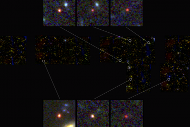 Obrazy sześciu masywnych galaktyk.