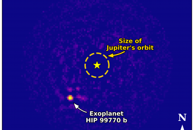 Podczerwony obraz HIP 99770 b wykonany przez Teleskop Subaru.