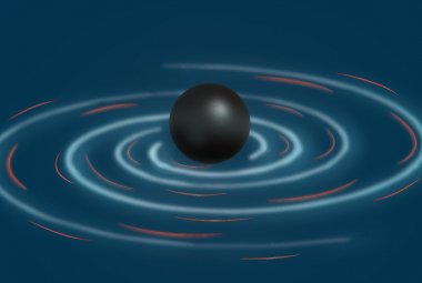Artystyczne przedstawienie czasoprzestrzeni dzwoniącej czarnej dziury w zmodyfikowanych teoriach grawitacji.