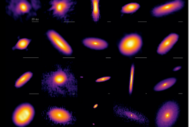 Zdjęcia dysków wokół 19 protogwiazd, w tym 4 układów podwójnych zaobserwowanych za pomocą ALMA