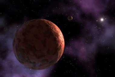 Wizualizacja artysty pokazująca nowo odkryty obiekt przypominający planetę, nazwany „Sedną”.