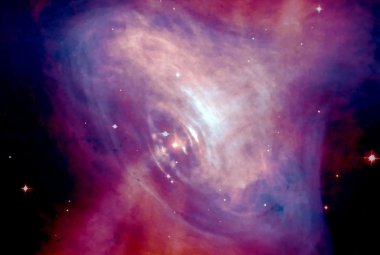 Mgławica Krab – pozostałość po wybuchu supernowej, w której centrum znajduje się pulsar.