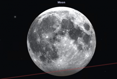 Wygląd Księżyca podczas maksymalnej fazy częściowego zaćmienia Księżyca. Źródło: https://stellarium-web.org/.