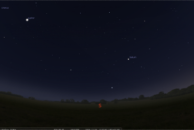 Wieczorne południowe niebo nad Małopolską, 24 XII 2023 r. o godzinie 17. Źródło: Stellarium.org