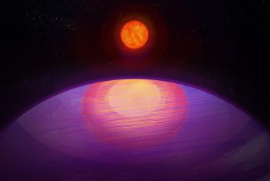 Na zdjęciu: Masywna planeta na orbicie niewielkiej gwiazdy. (Penn State)