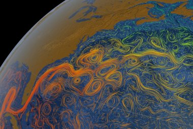 Na ilustracji: Cieplejsza woda związana z El Nino widoczna w okolicy równikowej Oceanu Spokojnego i u wybrzeży Ameryki Południowej (NASA/JPL-Caltech)