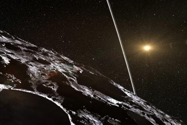 Tak mogą wyglądać pierścienie widziane z powierzchni Centaura Chiron. (ESO)