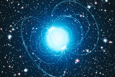 Wizja artystyczna gwiazdy neutronowej, która powstaje po kolapsie jądra gwiazdy masywnej i wybuchu tejże gwiazdy jako supernowej. Źródło: ESO/L. Calçada