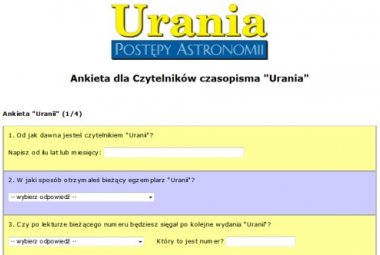Ankieta dla Czytelników Uranii