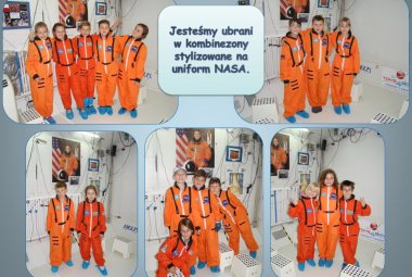 Brzeszcze - uczniowie w strojach przypominających kombinezony astronautów